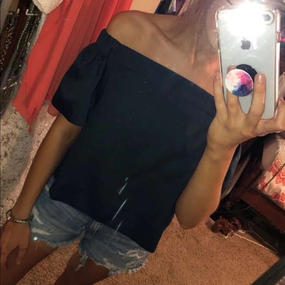 DARK TEAL OFF THE SHOULDER TOP - Picture 2 of 6